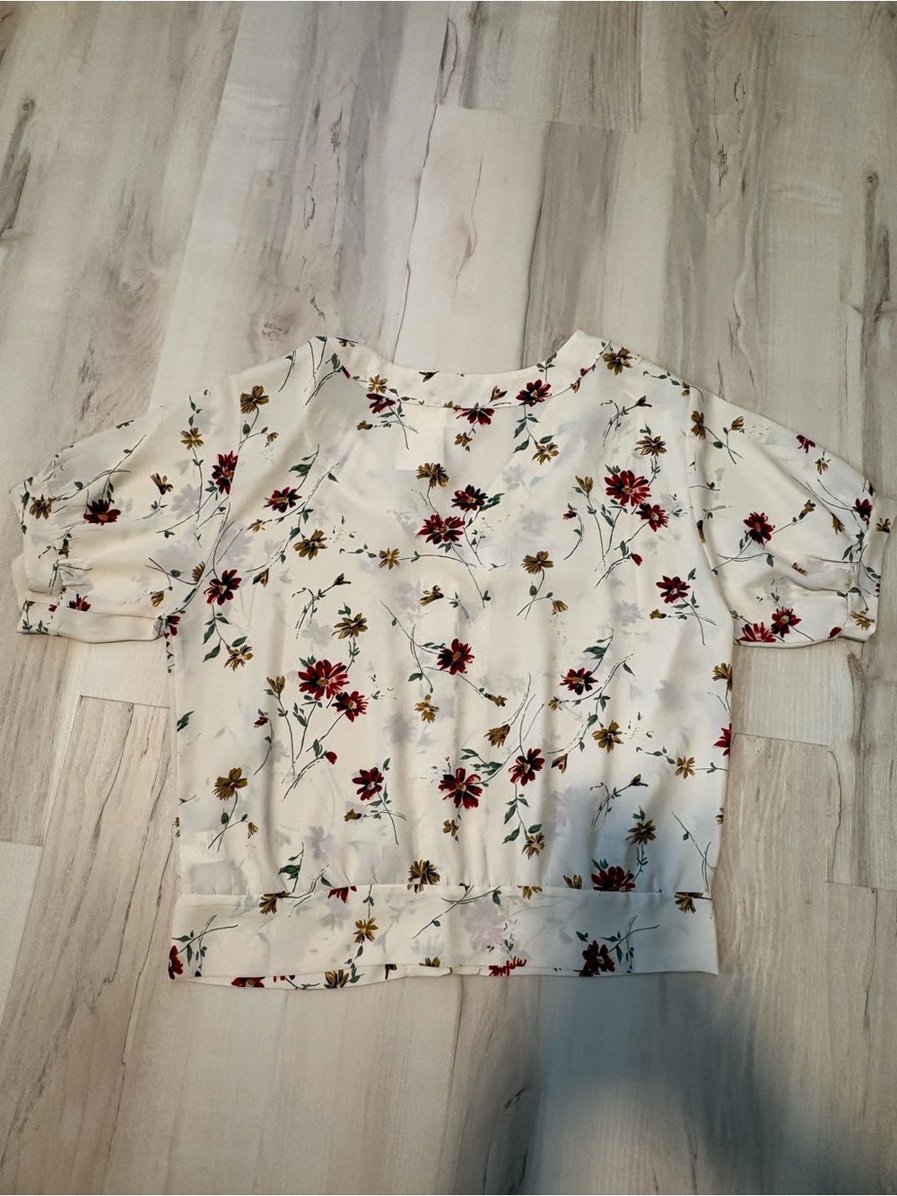 Sienna Sky Cream Button-Front Floral Blouse with Burgundy Accents - Picture 6 of 7